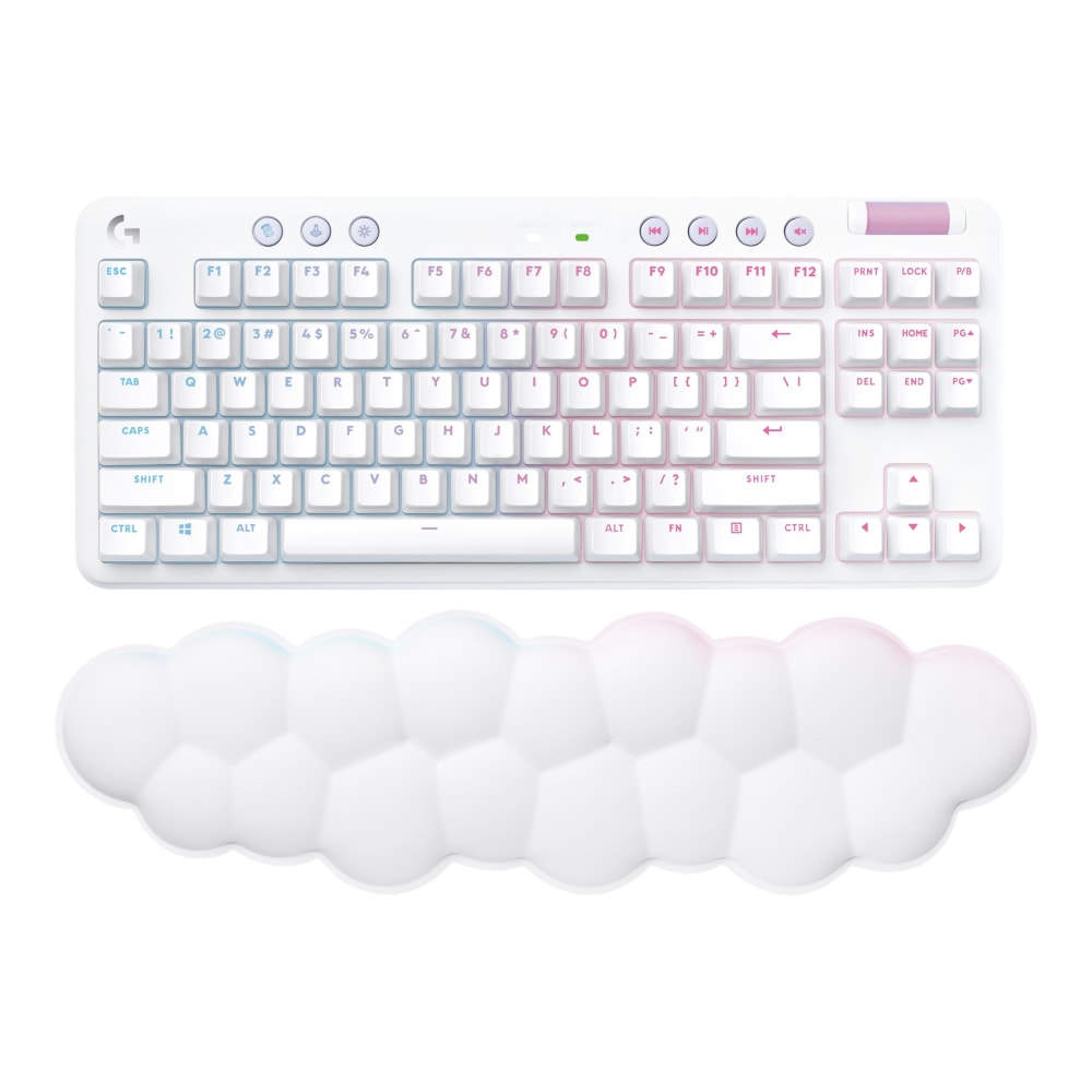 Logitech G715 Wireless Mechanical Gaming Keyboard withTactile Switches (GX Brown), and Keyboard Palm Rest - White Mist - Keyboard - tenkeyless - backlit - Bluetooth, 2.4 GHz - key switch: GX Brown Tactile