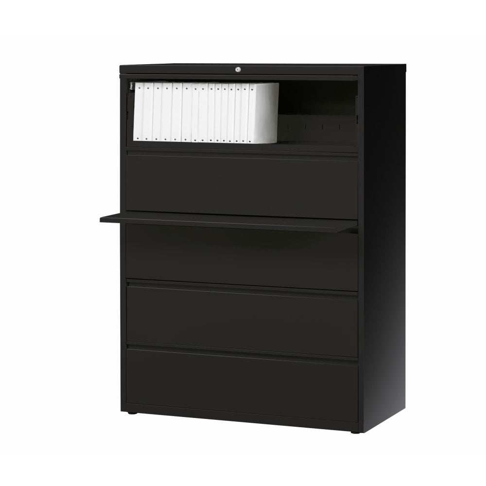 WorkPro 42inW x 18-5/8inD Lateral 5-Drawer File Cabinet, Black