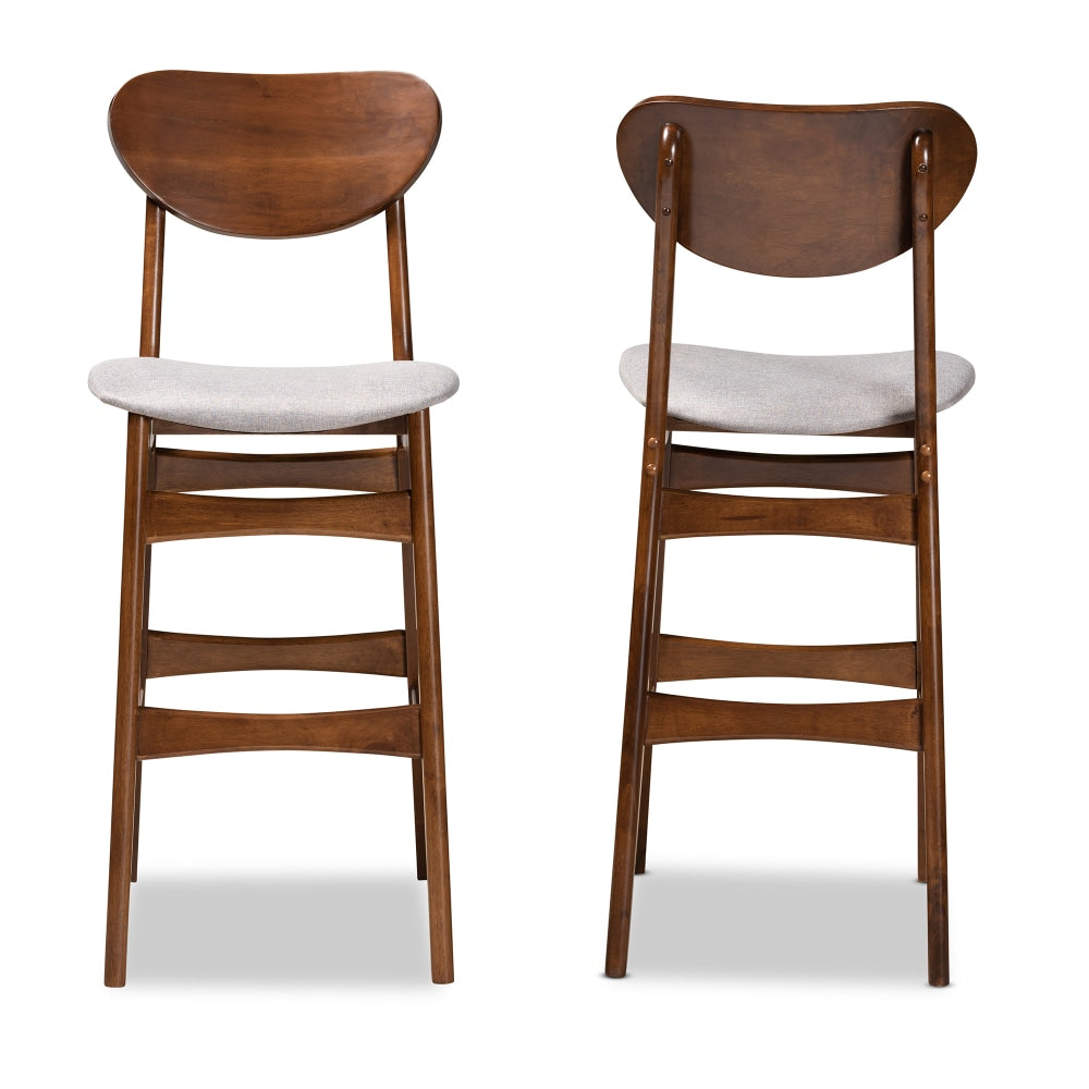 Baxton Studio Katya Bar Stools, Gray/Walnut Brown, Set Of 2 Stools