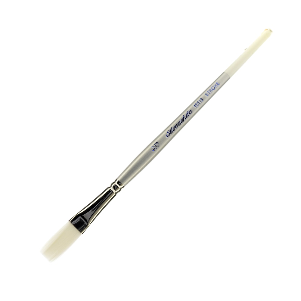 Silver Brush Silverwhite Series Short-Handle Paint Brush, 1/2in, Bright Bristle, Synthetic Taklon Filament, Multicolor