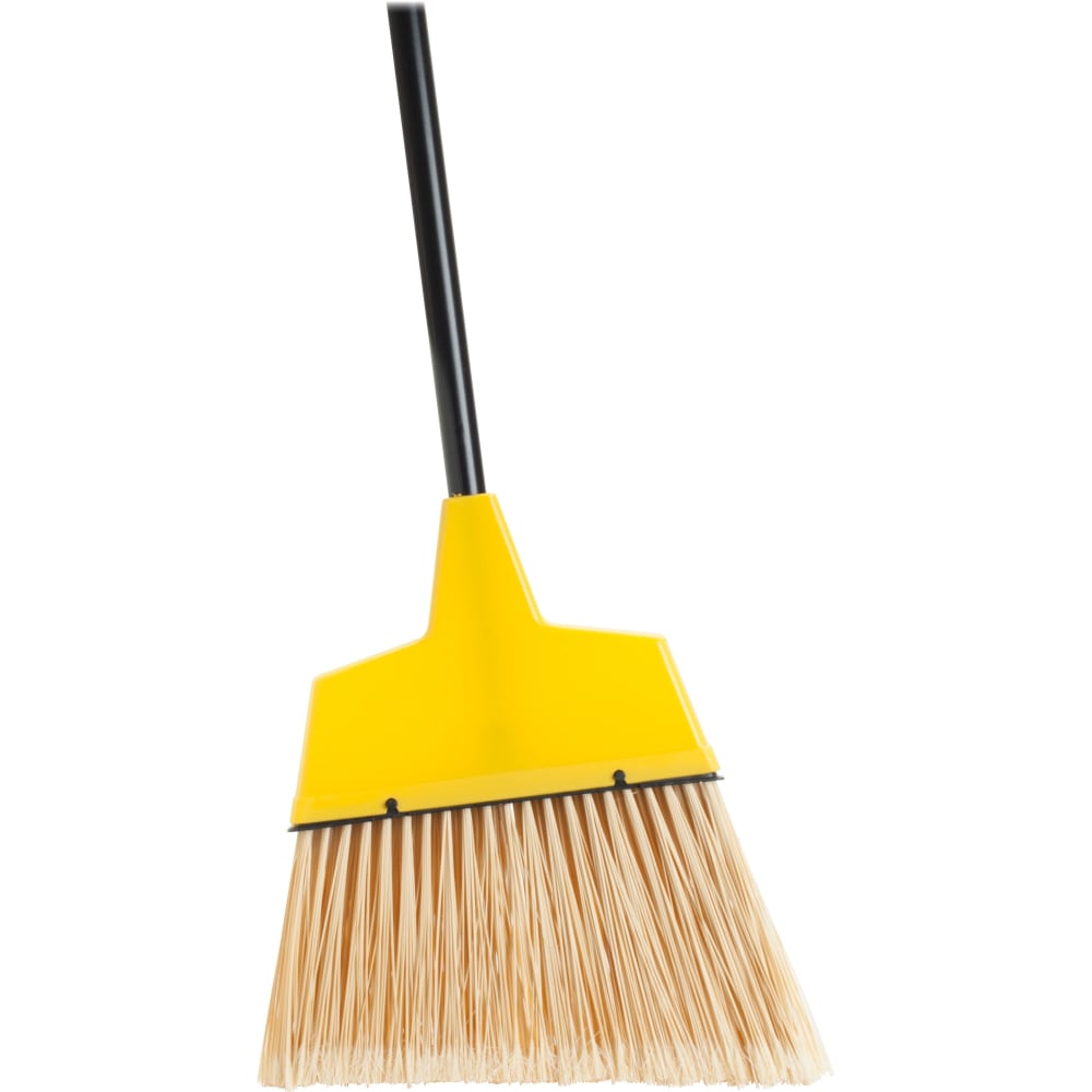 Genuine Joe High-Performance Angled Broom, 12in, Yellow