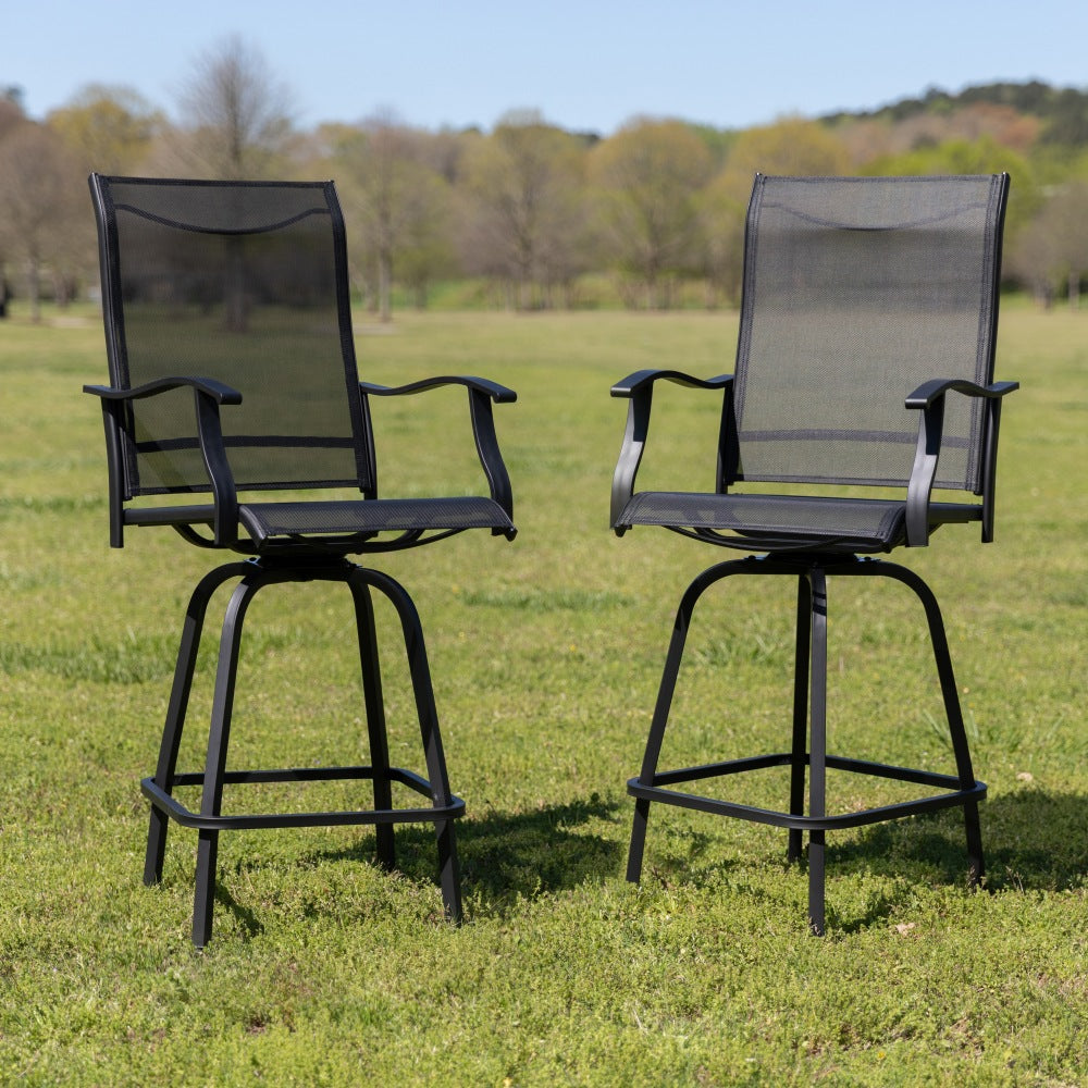 Flash Furniture Valerie Patio Bar Stools, Black, Set Of 2 Stools