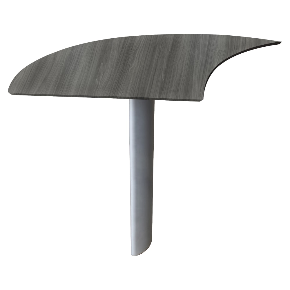 Mayline Medina - Curved Desk Extension - 1in Work Surface, 28in x 47in x 29.5in - Beveled Edge - Material: Steel, Polyvinyl Chloride (PVC) Edge - Finish: Gray, Laminate, Silver Base