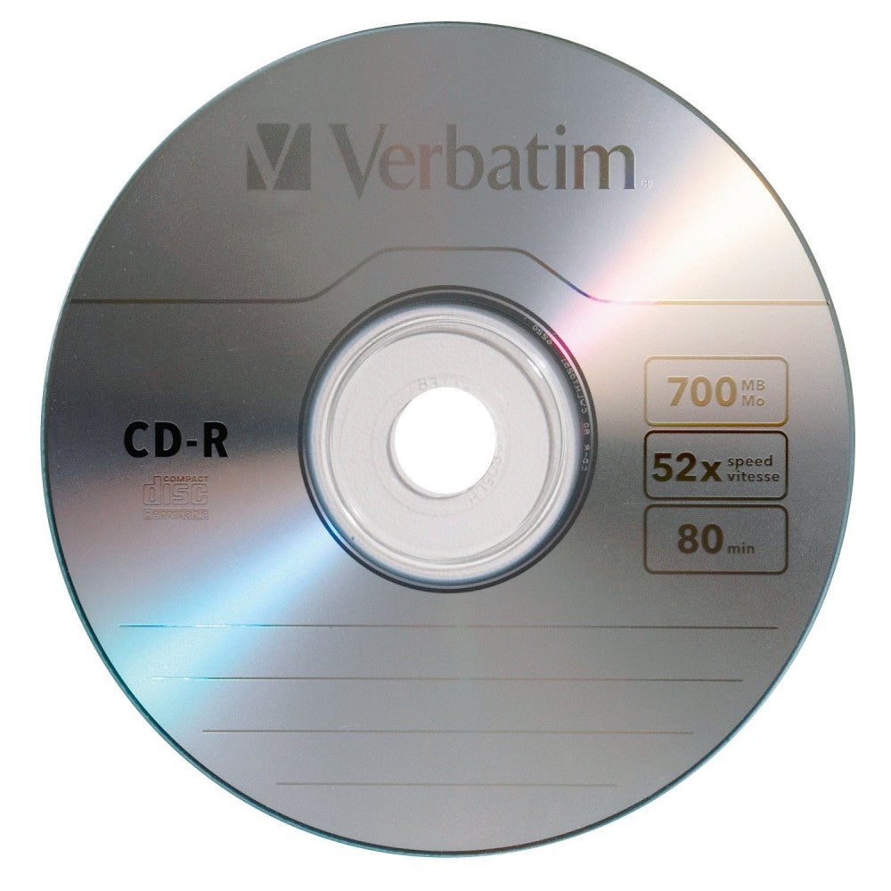 Verbatim CD-R Recordable Media, Spindle, 700MB/80 Minutes, Pack Of 100