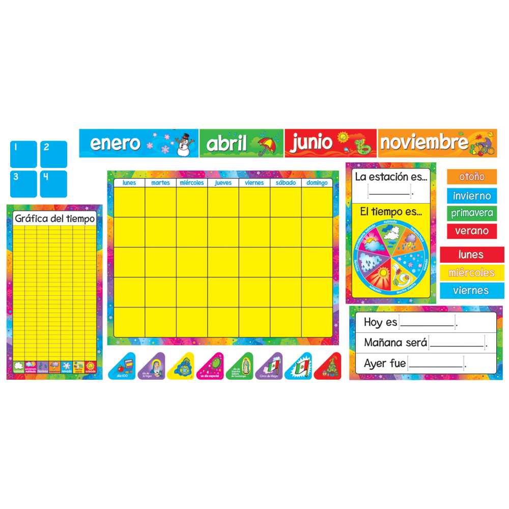 TREND Year Calendario Anual (Spanish) Bulletin Board Sets, 17-1/2in x 23-1/4in, Assorted Colors, Pack Of 2 Sets