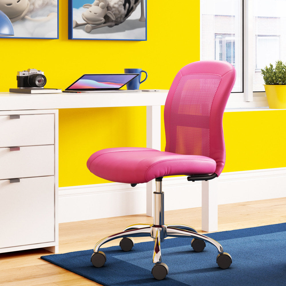 Serta Essentials Mid-Back Computer Chair, Teamwork Pink/Chrome