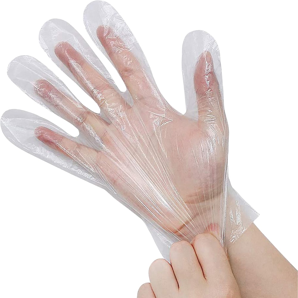 SKILCRAFT Stretch Hybrid Lightweight Polyethylene Disposable Gloves, Large, Clear, Box Of 200 Gloves