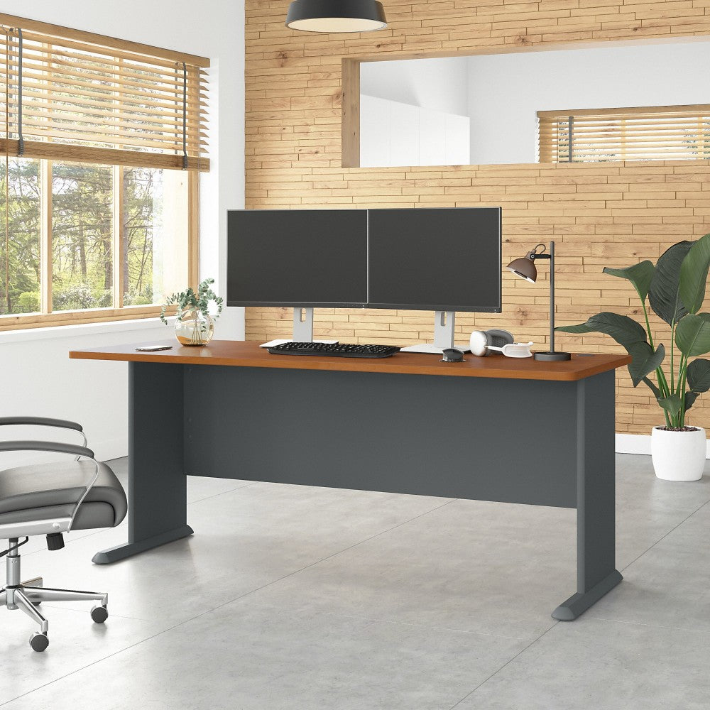 Bush Business Furniture Office Advantage 72inW Computer Desk, Natural Cherry, Standard Delivery