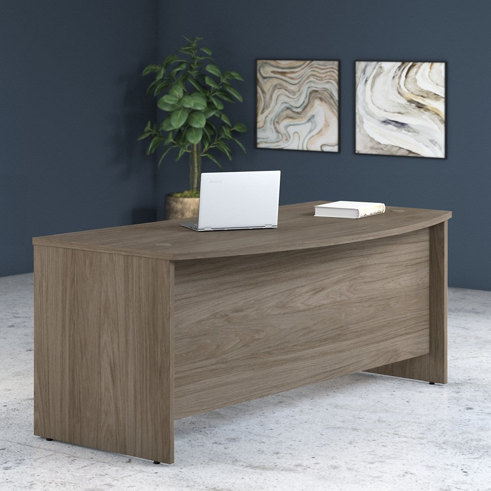 Bush Business Furniture Studio C 72inW Bow-Front Computer Desk, Modern Hickory, Standard Delivery