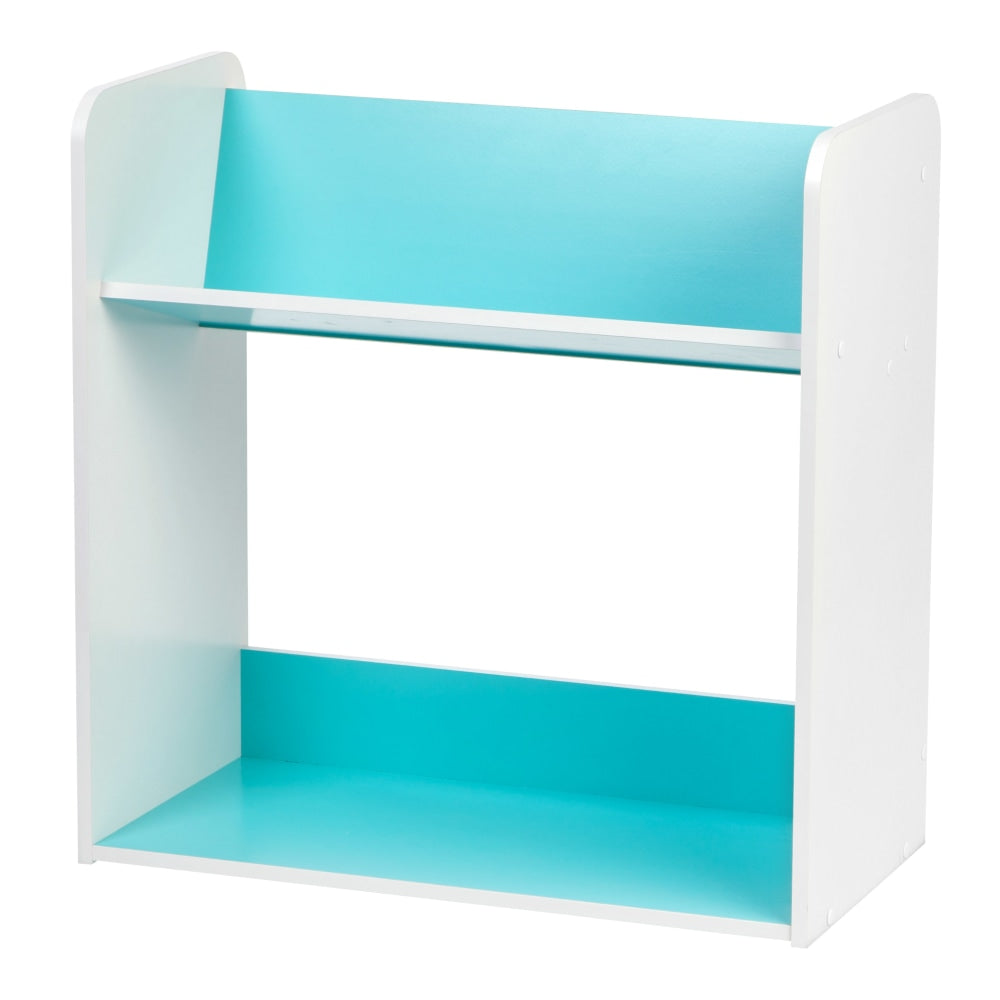 IRIS 24inH 2-Tier Tilted-Shelf Book Rack, Blue/White