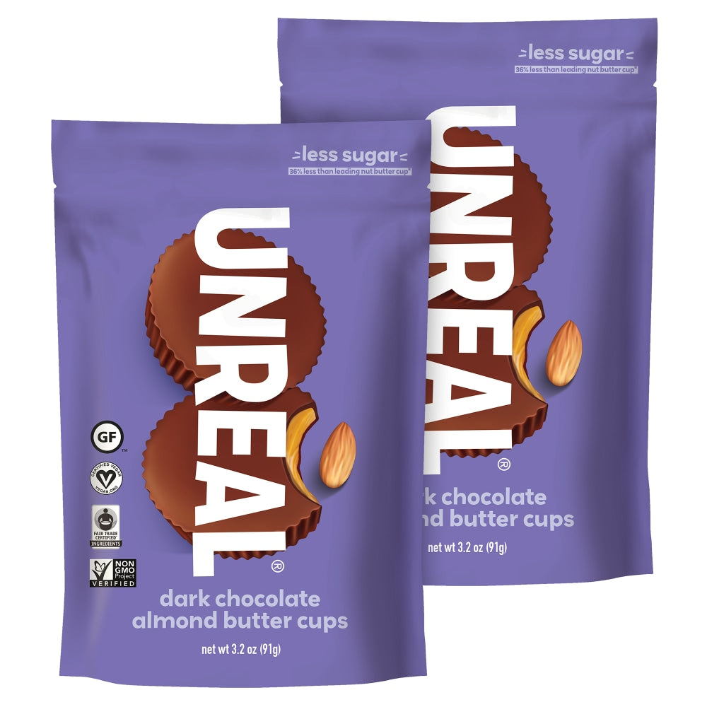 Unreal Chocolate Almond Butter Cups, 3.2 Oz, Pack Of 2 Bags