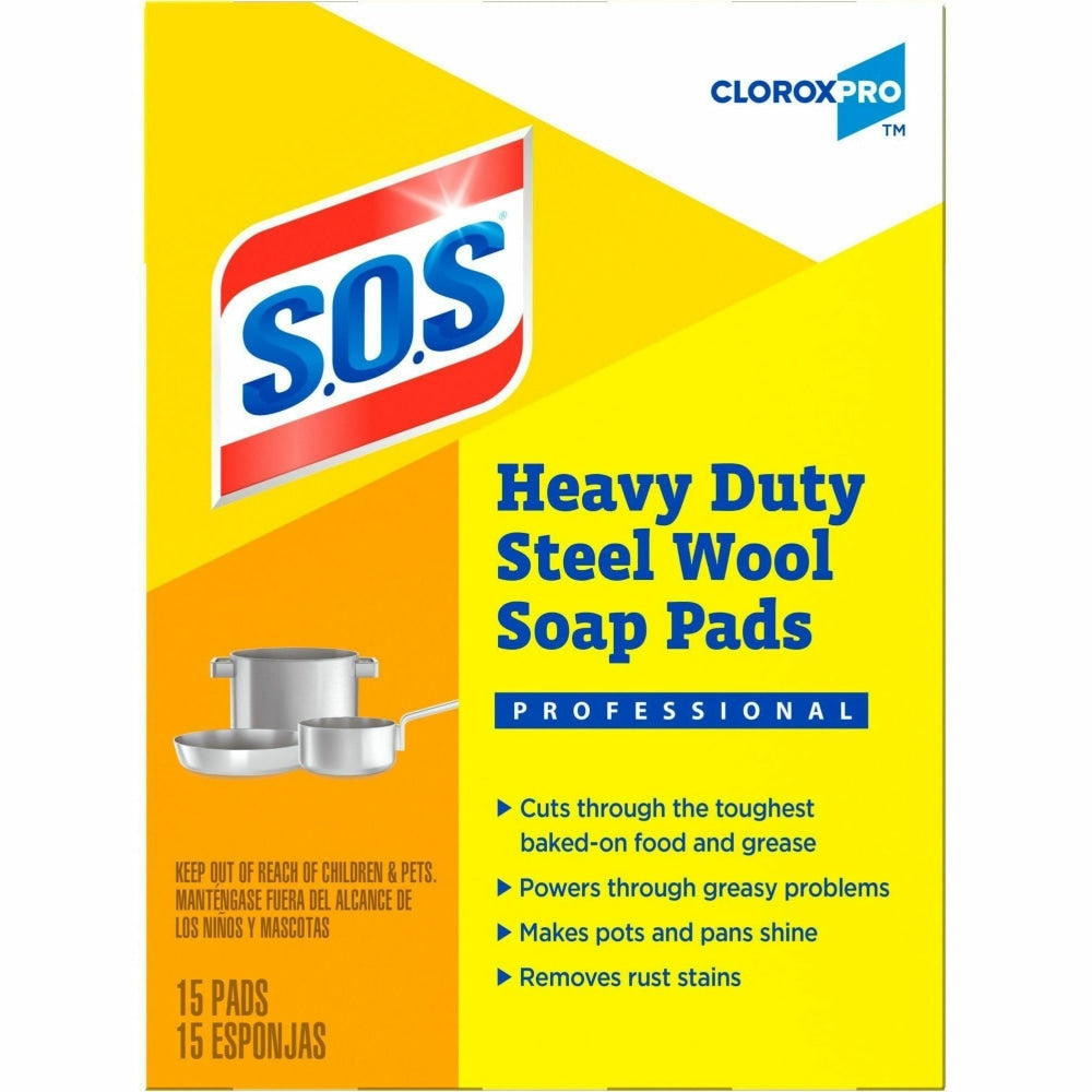 S.O.S Steal Wool Soap Pads - 4in Length x 5in Width - 15 / Box - 240 / Bundle - Gray, Blue