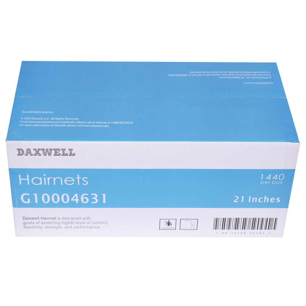 Daxwell Nylon Hairnets, 21in, Black, 144 Hairnets Per Box, Case Of 10 Boxes