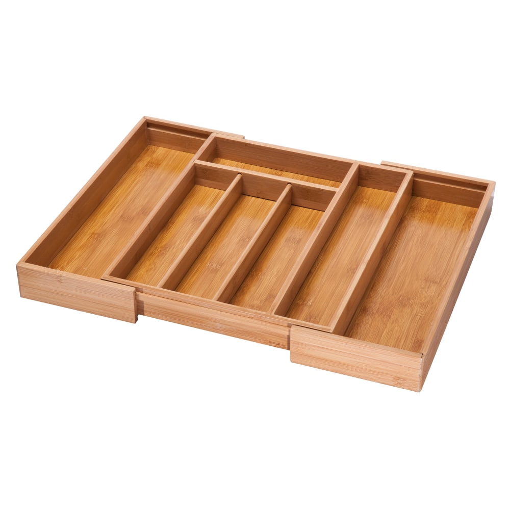 Honey-Can-Do Bamboo Expandable Cutlery Tray, 2 5/16inH x 22 3/4inW x 17inD