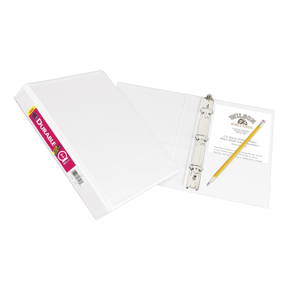 Avery 3-Ring Durable View Mini Binder With DuraHinge, 1in Round Rings, White