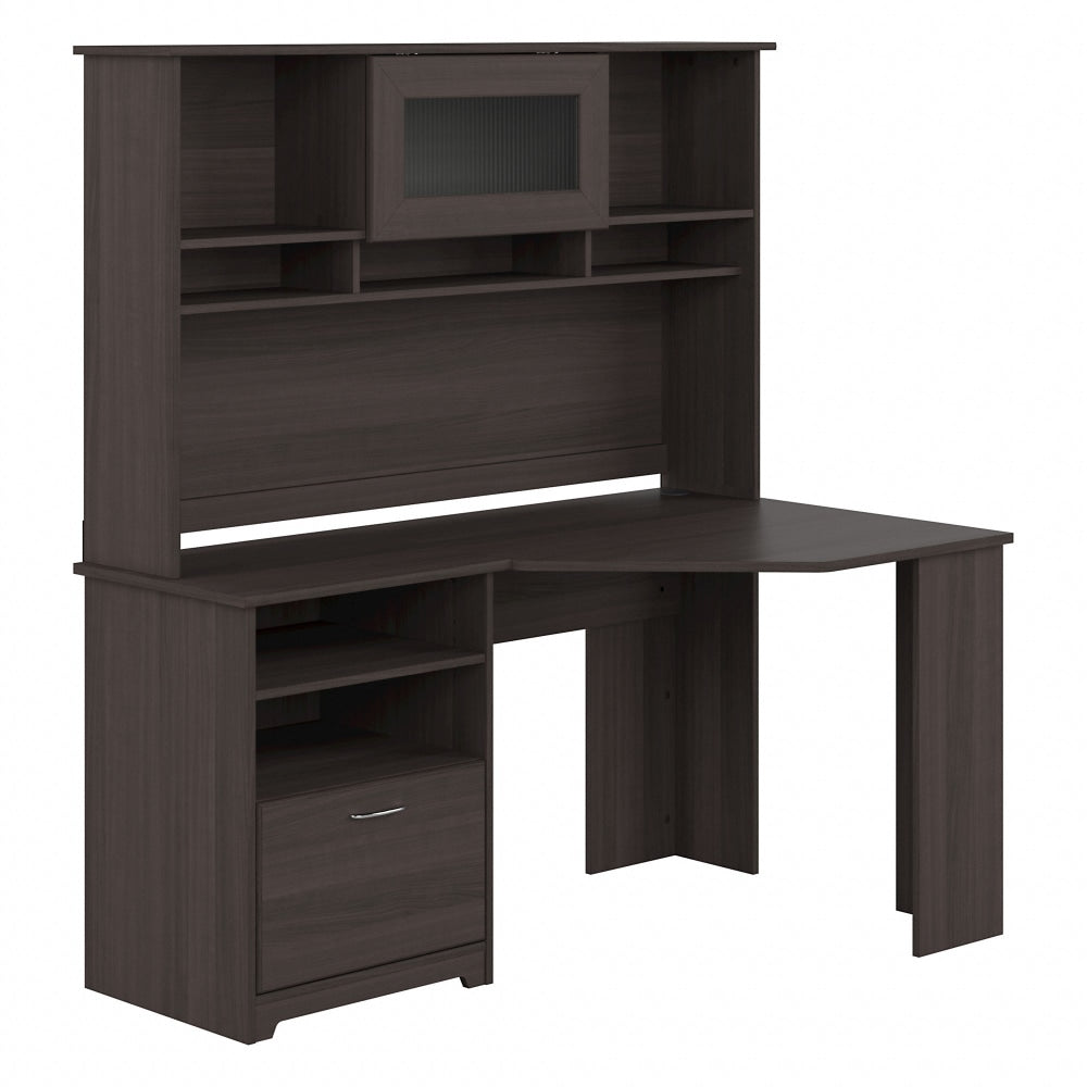 Bush Furniture Cabot 60inW Corner Desk With Hutch, Heather Gray, Standard Delivery