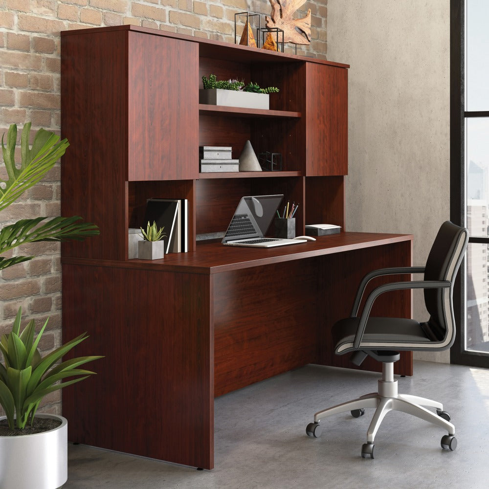 Sauder Affirm Collection Executive Desk With Hutch, 72inW x 30inD, Classic Cherry