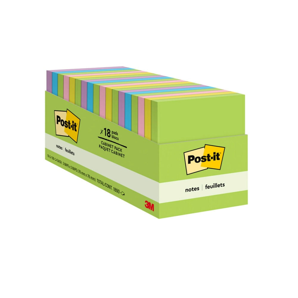 Post-it Notes, 3 in x 3 in, 18 Pads, 100 Sheets/Pad, Clean Removal, Floral Fantasy Collection