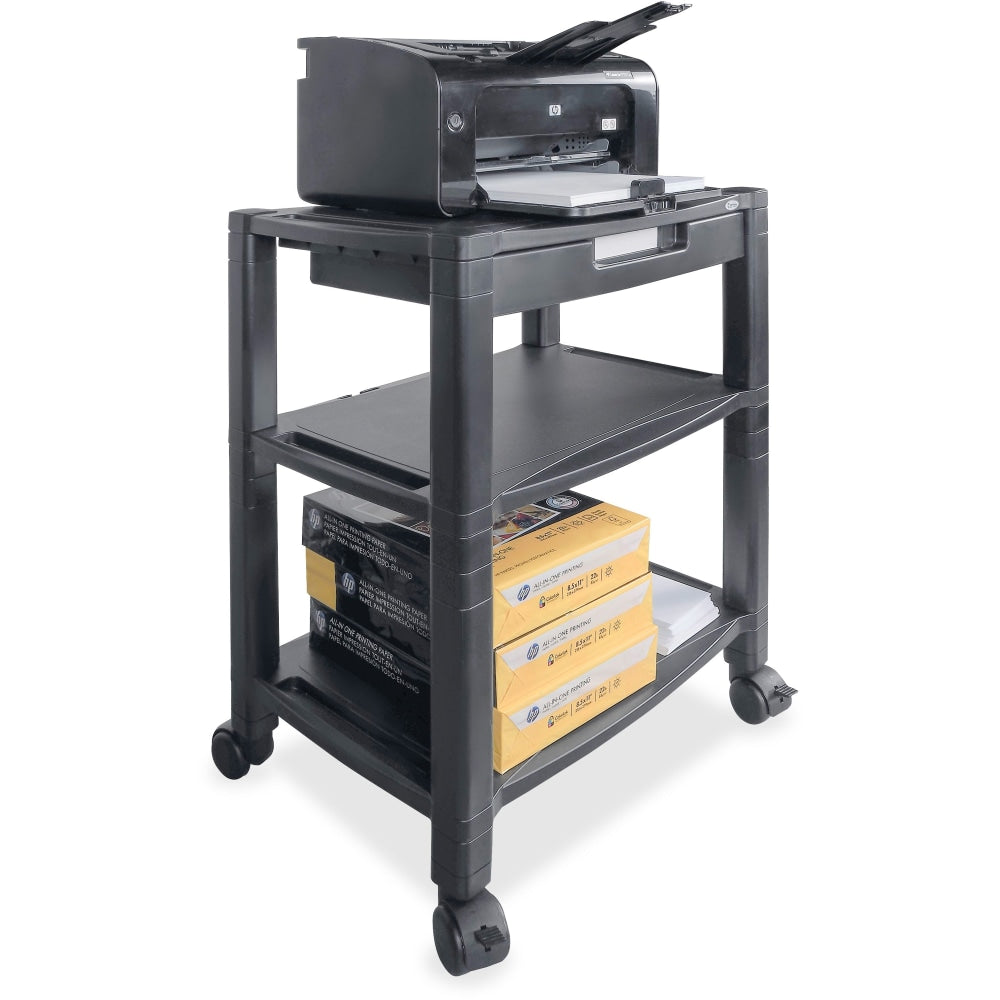 Kantek Mobile 3-Shelf Printer/Fax Stand - 75 lb Load Capacity - 3 x Shelf(ves) - 24.5in Height x 20in Width x 13.3in Depth - Floor - Black