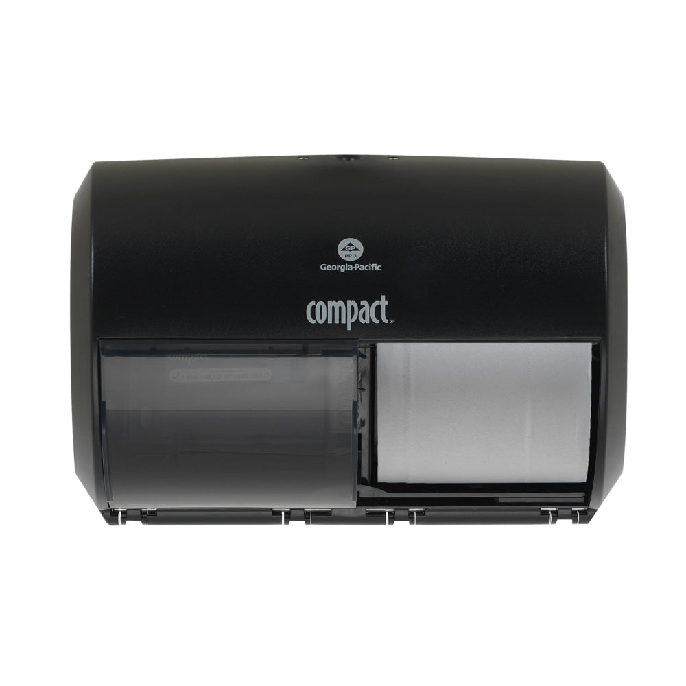 Compact by GP PRO, 2-Roll Side-by-Side Coreless High-Capacity Toilet Paper Dispenser, 56784A, 10.12in x 6.75in x 7.12in, Black, 1 Dispenser