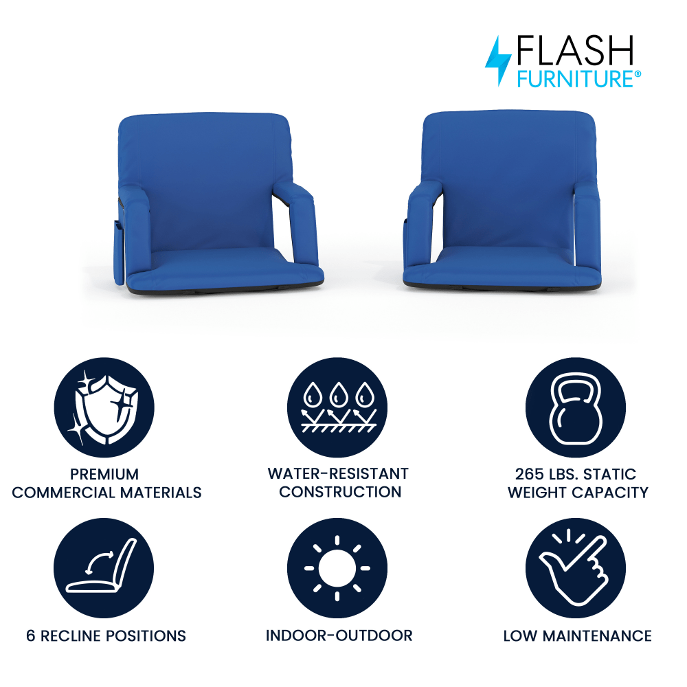 Flash Furniture Stadium Chairs, Blue, Pack Of 2 Chairs