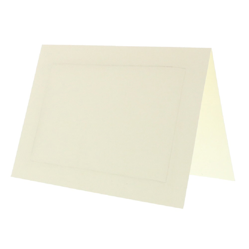 JAM Paper Blank Fold-Over Cards, Panel Border, 4 3/8in x 5 7/16in, Ivory, Pack Of 100