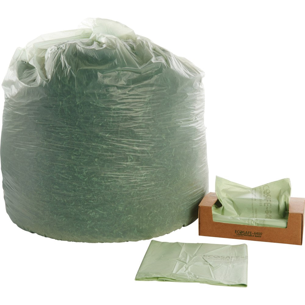 Stout EcoSafe-6400 Compostable Compost  Bags, 0.85 mil, 64-Gallon, Green, Box Of 30