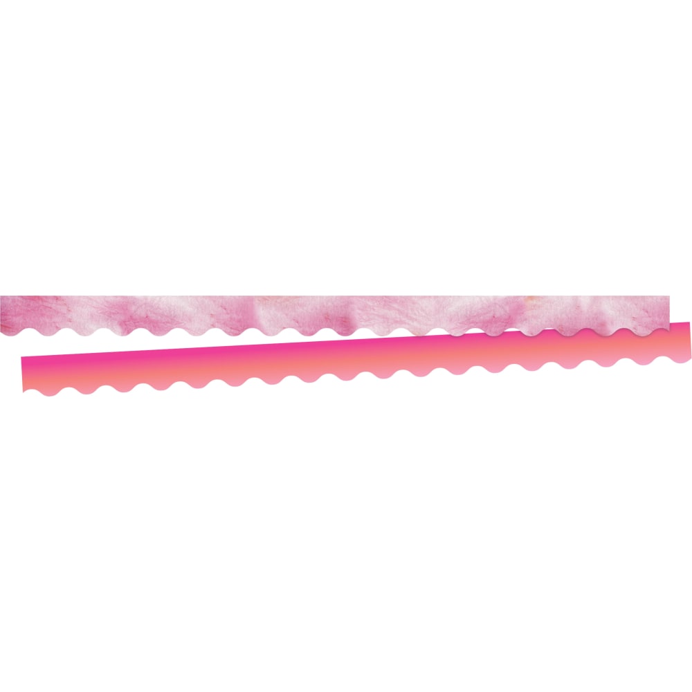 Barker Creek Double-Sided Scalloped-Edge Border Strips, 2-1/4in x 36in, Pink Tie-Dye, Pack Of 39 Strips