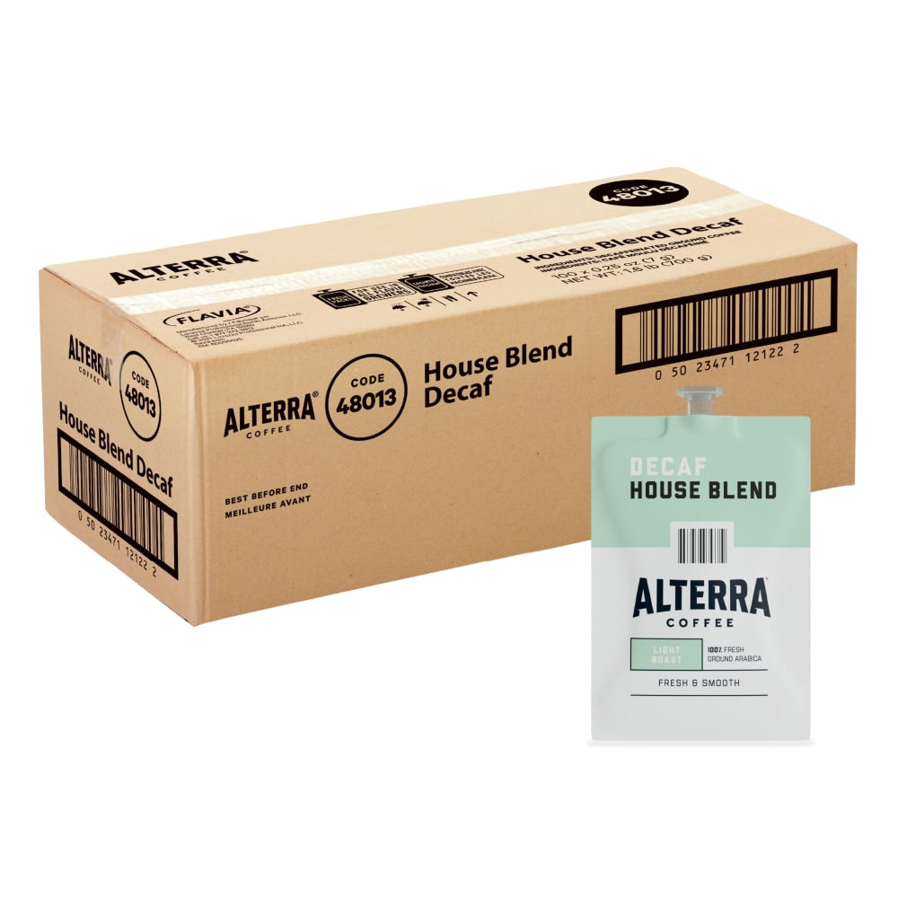 FLAVIA Coffee ALTERRA Single-Serve Coffee Freshpacks, Decaffeinated, House Blend, Carton Of 100