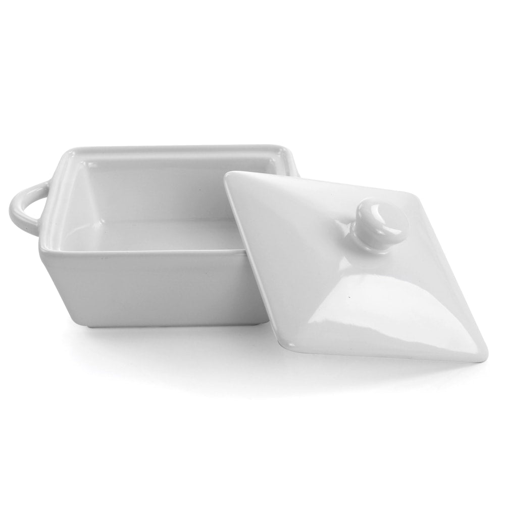 Martha Stewart Stoneware Square Casserole Dish With Lid, White