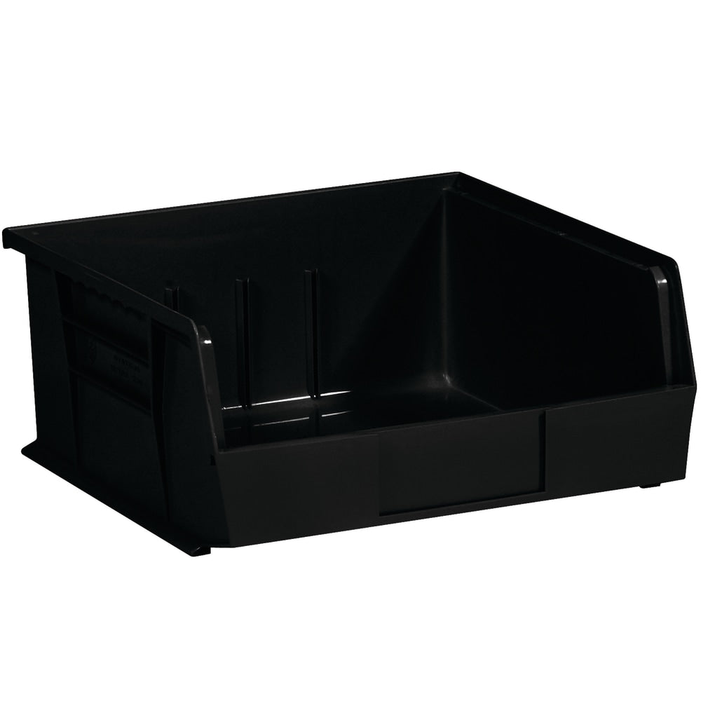 Partners Brand Plastic Stack & Hang Bin Storage Boxes, Small Size, 5in x 11in x 10 7/8in, Black, Case Of 6