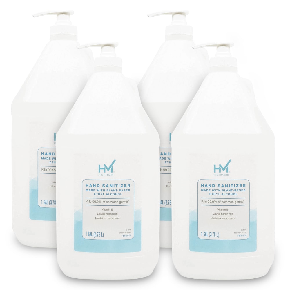 Highmark Original Hand Sanitizer, Fresh Scent, 1 Gallon, Clear, Case Of 4 Gallons