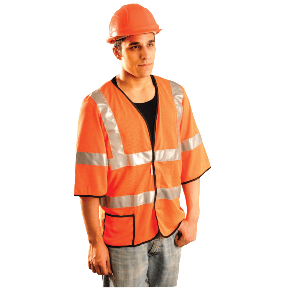 Class 3 Mesh Vests with 3M Scotchlite Reflective Tape, Large, Hi-Viz Yellow