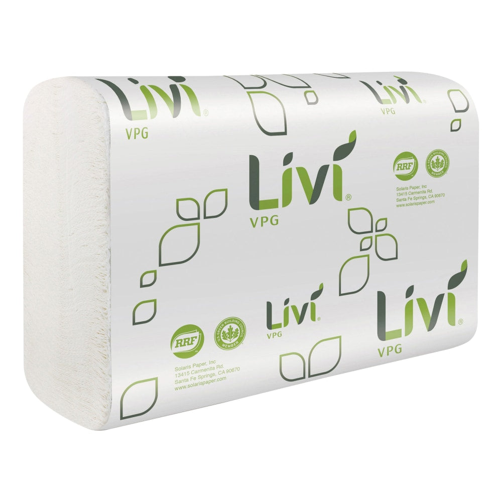 Livi VPG MultiFold Towel - 1 Ply - Multifold - 9.06in x 9.45in - White - Virgin Fiber, Paper - 250 Per Pack - 16 / Carton