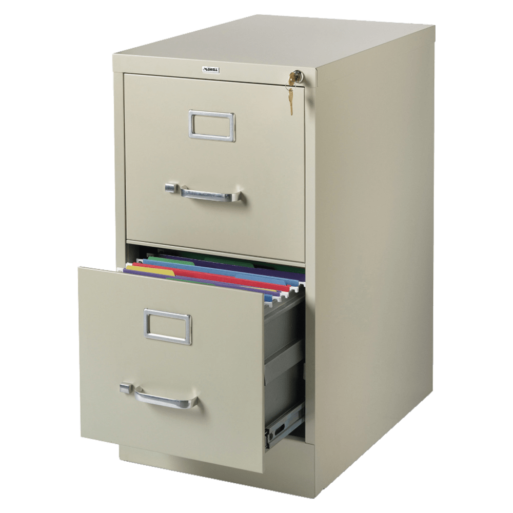 Lorell Fortress 22inD Vertical 2-Drawer Letter-Size File Cabinet, Putty