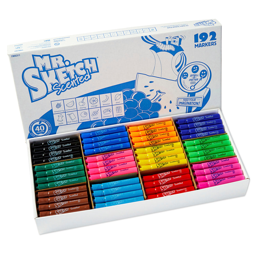 Mr. Sketch Scented Markers, Class Pack, Assorted Colors, Pack Of 192