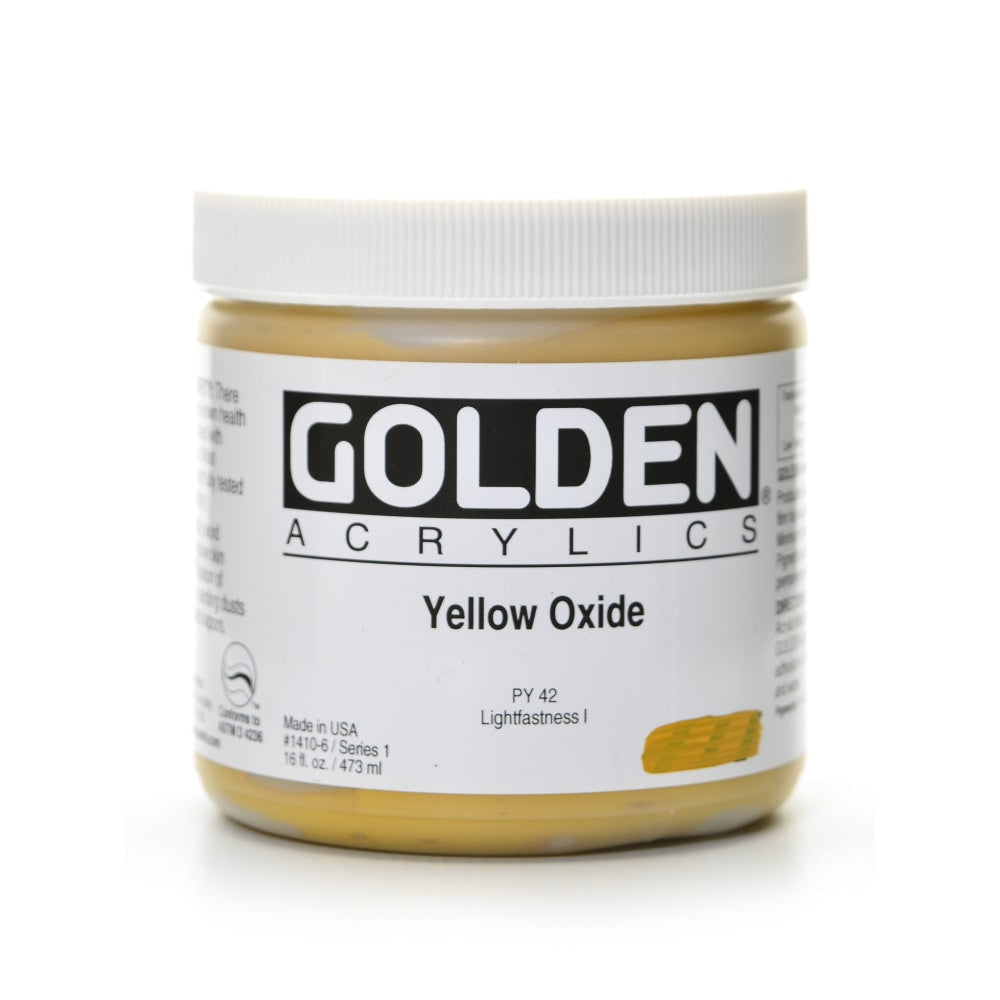 Golden Heavy Body Acrylic Paint, 16 Oz, Yellow Oxide