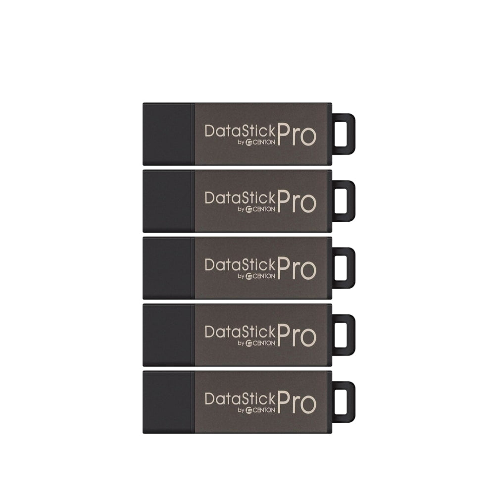 Centon DataStick Pro USB Flash Drives, USB 2.0, 8GB, Gray, Pack Of 5, S1-U2P5-8-5B