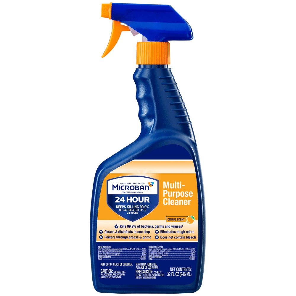 Microban Professional 24-Hour Disinfectant Multipurpose Cleaner, Citrus, 32 Oz, Pack Of 6 Bottles