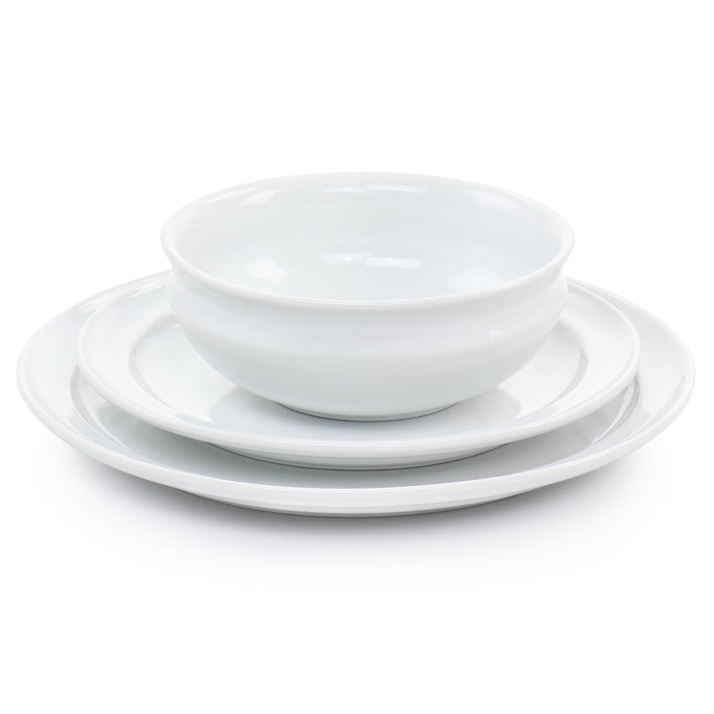 Martha Stewart 12-Piece Fine Ceramic Rimmed Dinnerware Set, White