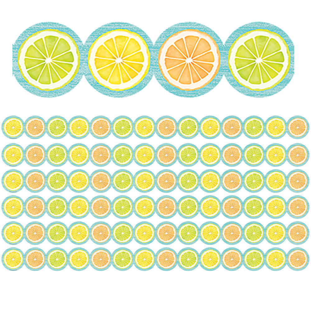 Teacher Created Resources Die-Cut Border Trim, Lemon Zest Citrus Slices, 35' Per Pack, Set Of 6 Packs