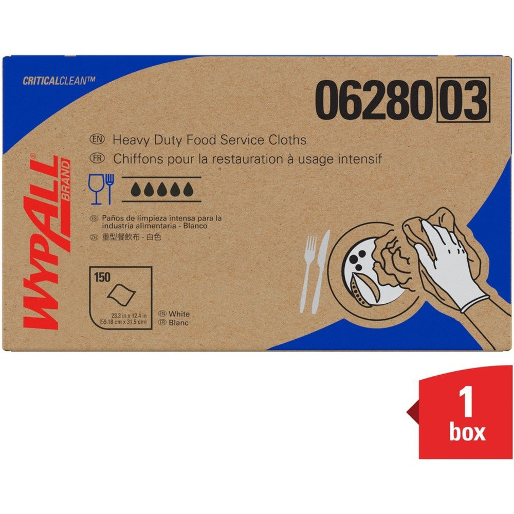 Kimberly-Clark WYPALL X80 Food Service Towels, 12in x 23 1/4in, Blue, Case Of 150