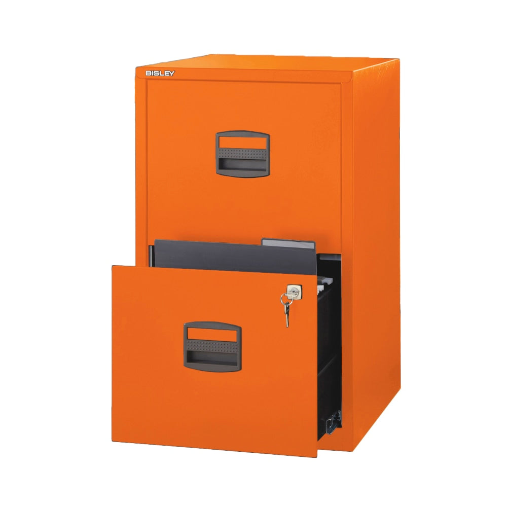 Bisley 14-13/16inD Vertical 2-Drawer Under-Desk File Cabinet, Orange