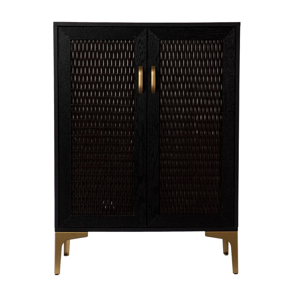 SEI Furniture Rolliston 2-Door 28inW Bar Cabinet, Black/Gold