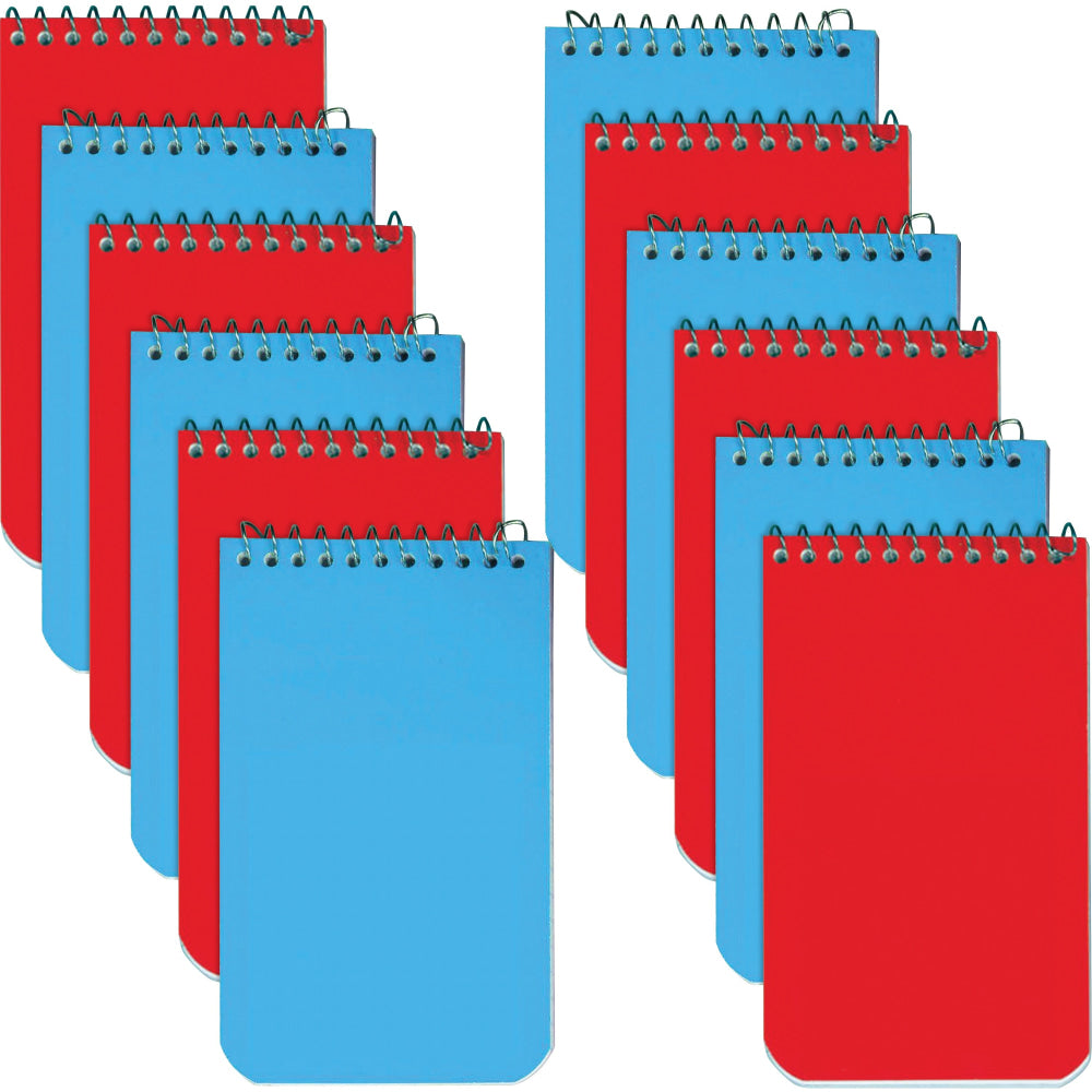 Rediform Wore-Bound Memo Notebooks, 3in x 5in, 60 Sheets, Assorted, Pack Of 12