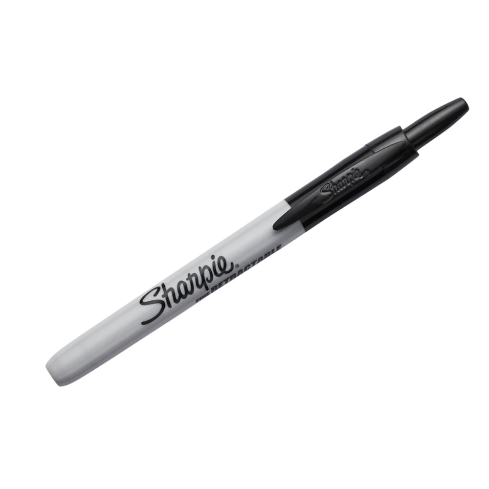 Sharpie Retractable Permanent Markers, Fine Point, Black Ink, Pack Of 36