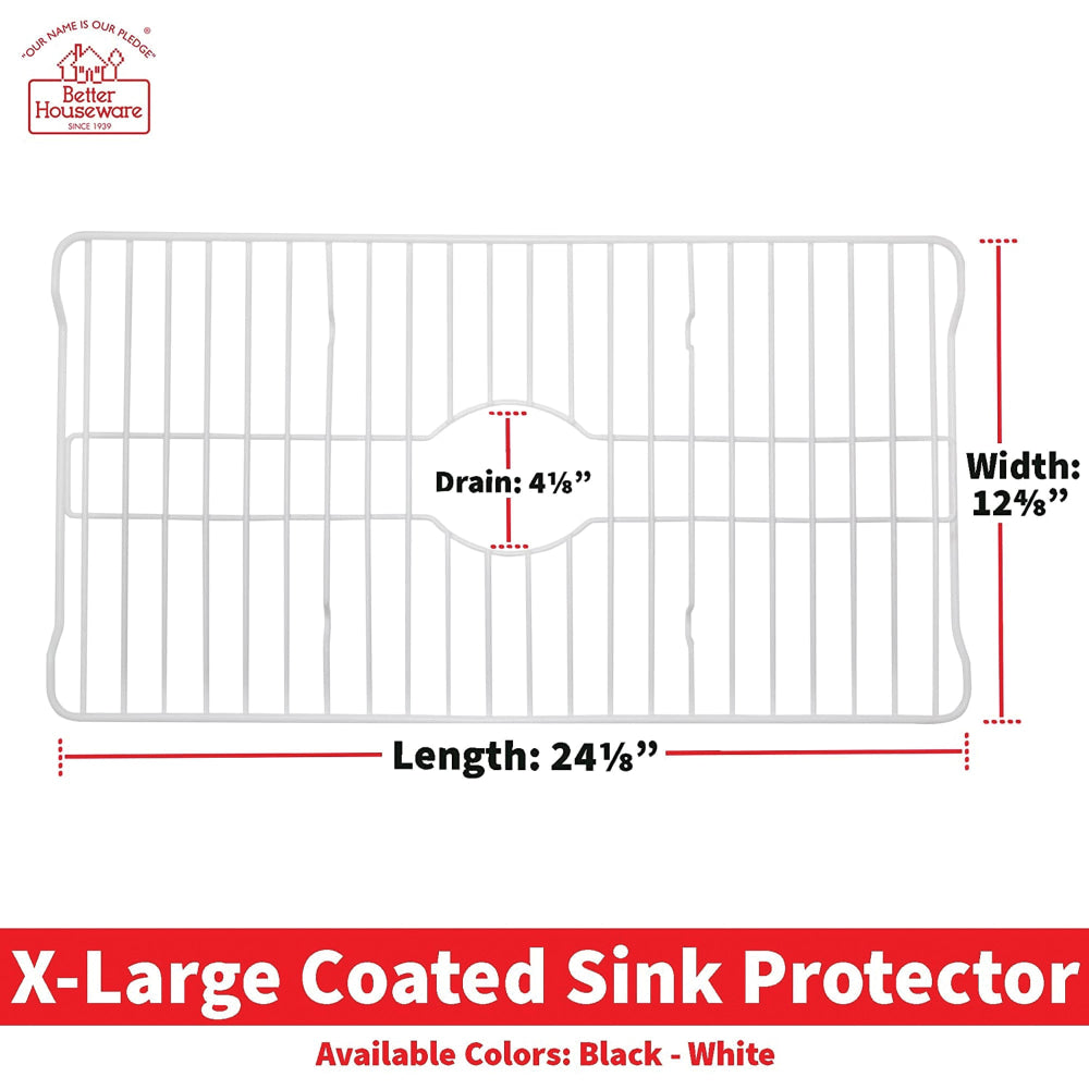 Better Houseware Extra-Large Coated-Steel Sink Protector, 1inH x 12-3/4inW x 24-1/8inD, White