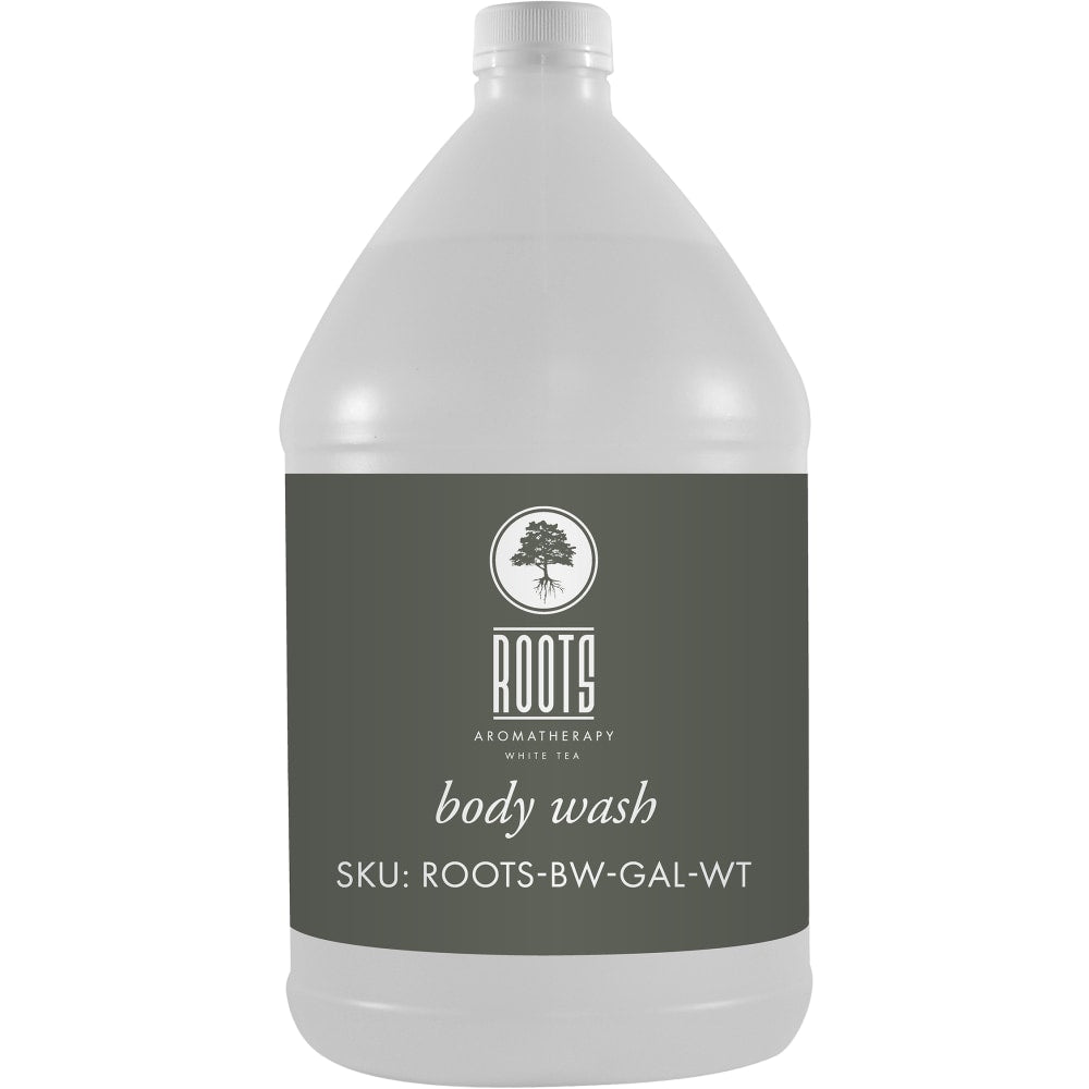 Hotel Emporium Bulk Body Wash, 1 Gallon, Roots Aromatherapy White Tea, Case Of 4 Bottles