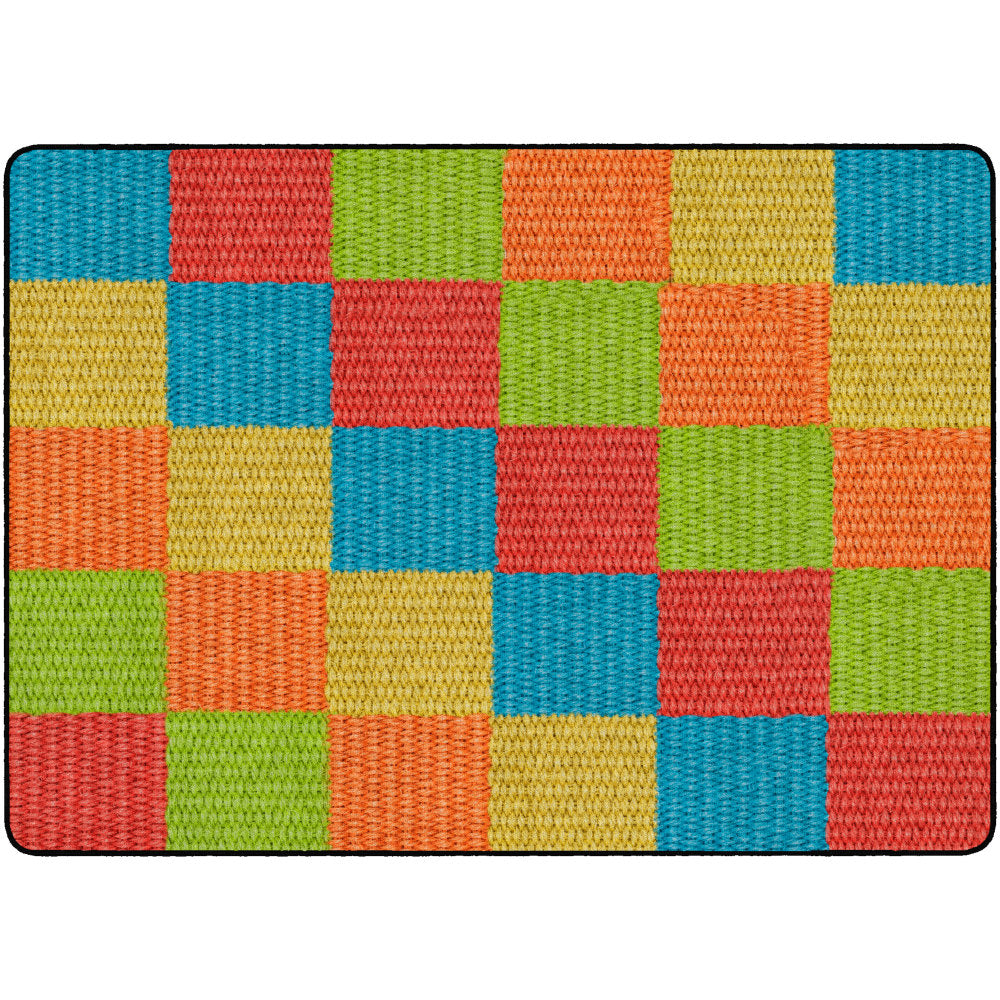 Flagship Carpets Basketweave Blocks Classroom Rug, 6ft x 8 3/8ft, Multicolor