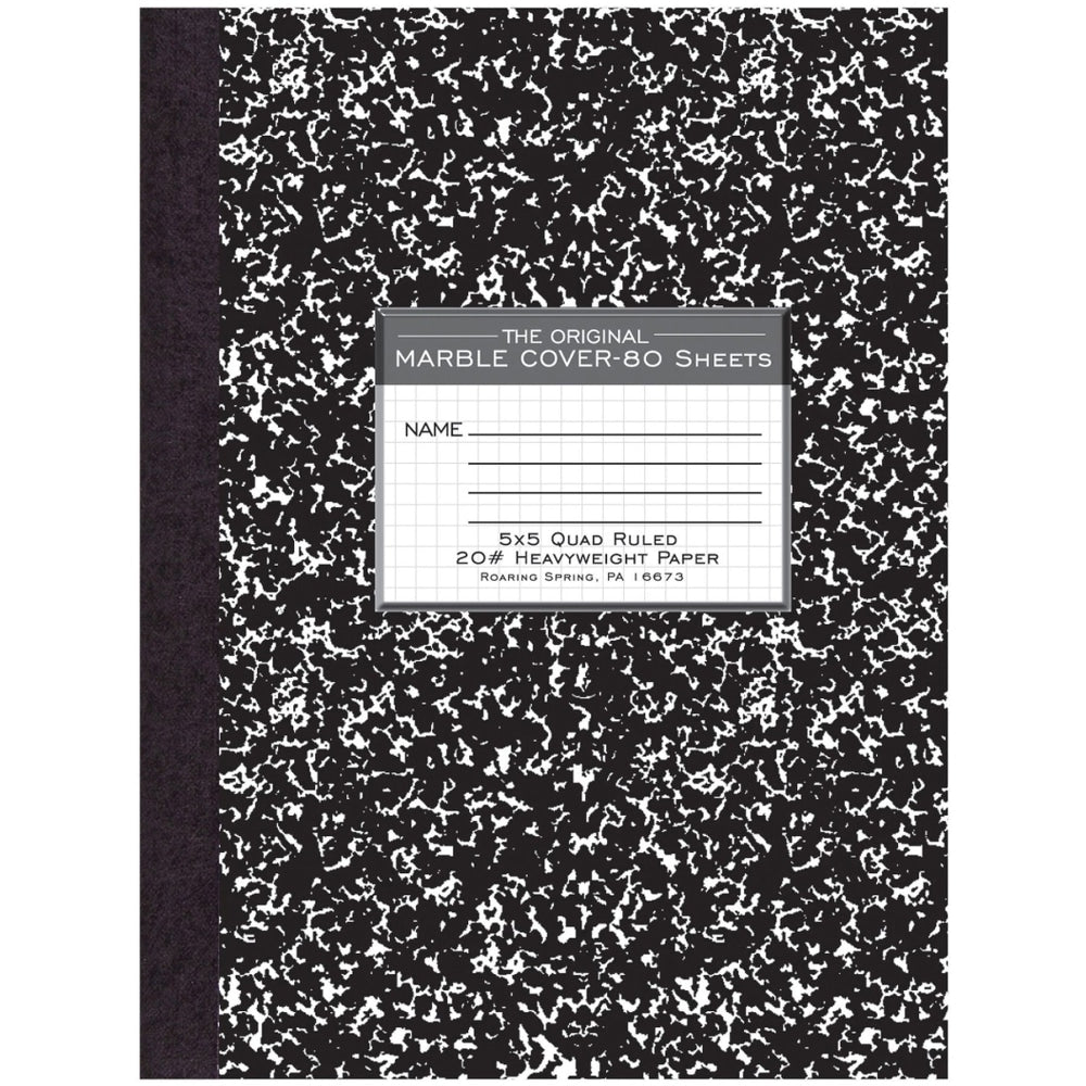 Roaring Spring Black Marble Comp 10.25inX8in 20# Graph - 80 Sheets - 160 Pages - Printed - Sewn/Tapebound - Both Side Ruling Surface - 20 lb Basis Weight - 10 1/4in x 7 7/8in - 0.5in x 7.9in10.3in